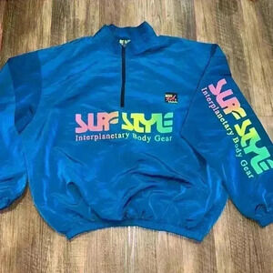 Vtg 80s Surf Style Pullover‎ Windbreaker One Size